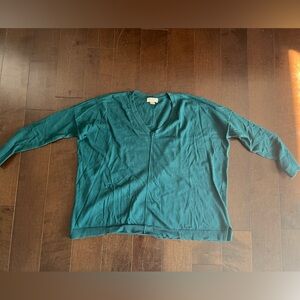 Ann Taylor LOFT Teal V-Neck Sweater